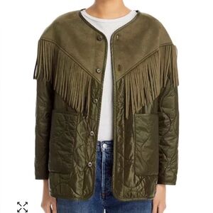 NWOT Mother - The Tip Off jacket, olive green fringe, size Small.